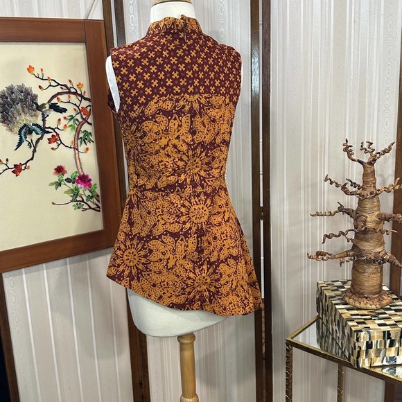 Solar Bohemian Print Asymmetrical Short Sleeve Top - Picture 6 of 9